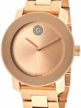 Movado Rose Gold-Tone Minimalist Bracelet Watch